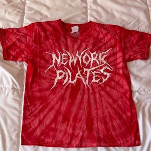 New York Pilates 2019 Red Tie-Dye Burnout Tour Tee Shirt Women’s Small